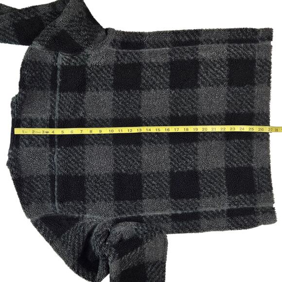 Mens Vineyard Vines On The Go Full Zip Sherpa Size Medium Black Gray Plaid - Picture 5 of 8